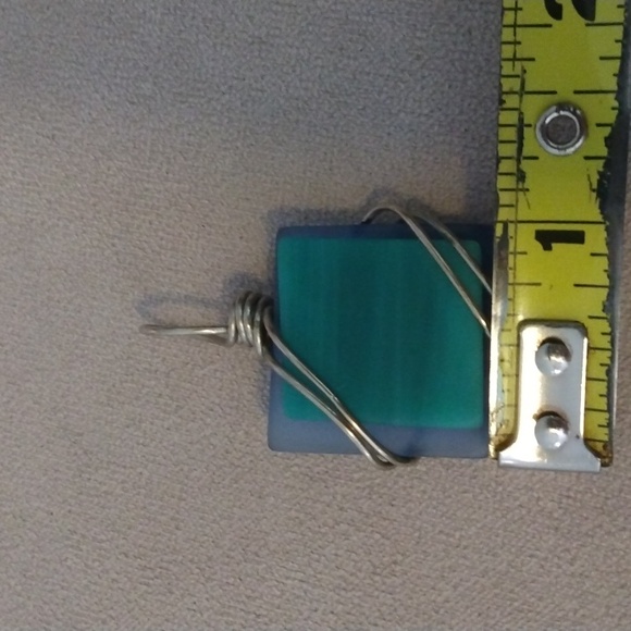 Blue and Green Fused Glass Pendant Necklace - Handcrafted Glass Jewelry - Picture 6 of 8